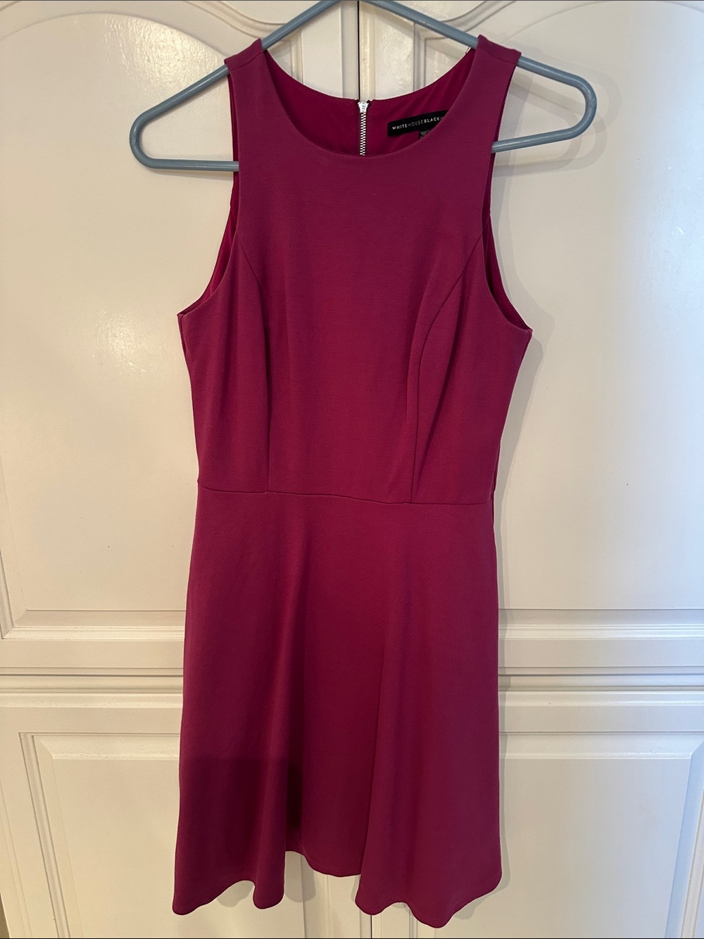 White House Black Market Sleeveless Fit & Flare Dress in Berry